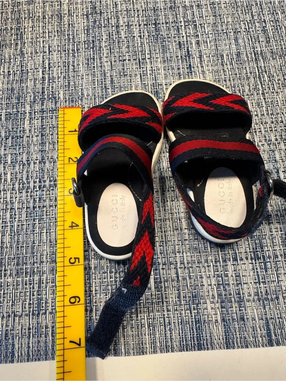Gucci Navy and Red Webbing Kids Sandal